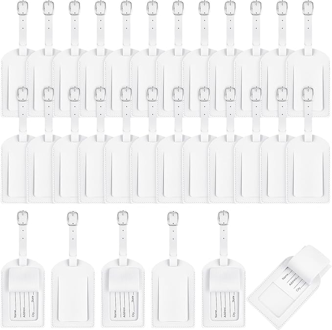 Dunzy 30 Pieces Leather Luggage Tag Women Identifiers Travel Suitcase Tags for Luggage Travel Backpack Bag Wedding Favors Women Men Adults Bulk