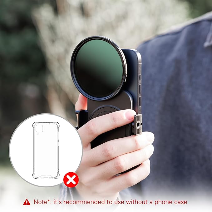 JJC 67mm ND Filter for iPhone, Magnetic Lens Filter Adapter with ND2-128 Variable ND Filter Compatible with iPhone 16 15 14 Pro Max Plus with 1/4” Screw & Shoe Mount for Vlogging Video Recording