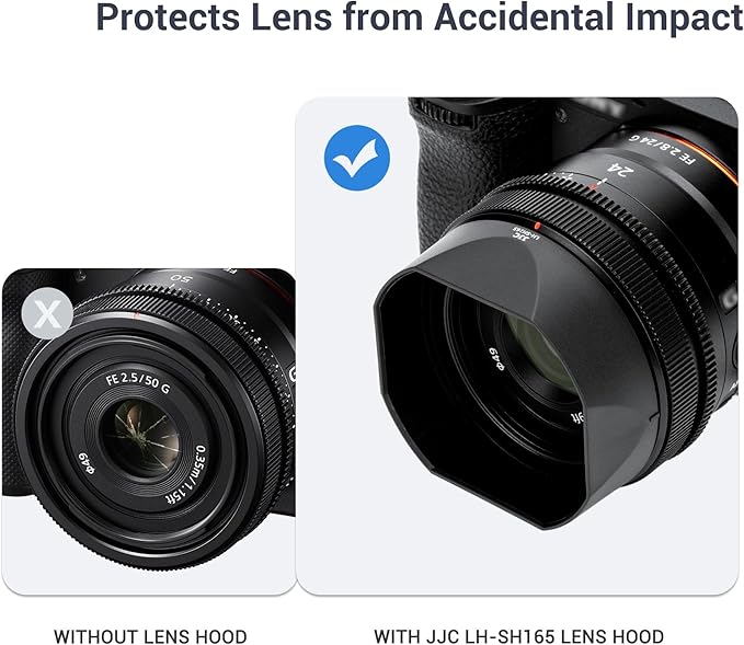 JJC Bayonet Square Lens Hood Shade for Sony FE 24mm f/2.8 G SEL24F28G, FE 50mm F/2.5 G SEL50F25G, FE 40mm F/2.5 G Lens SEL40F25G, Replaces Sony ALC-SH165 ALC-SH166 Lens Hood, No Vignetting