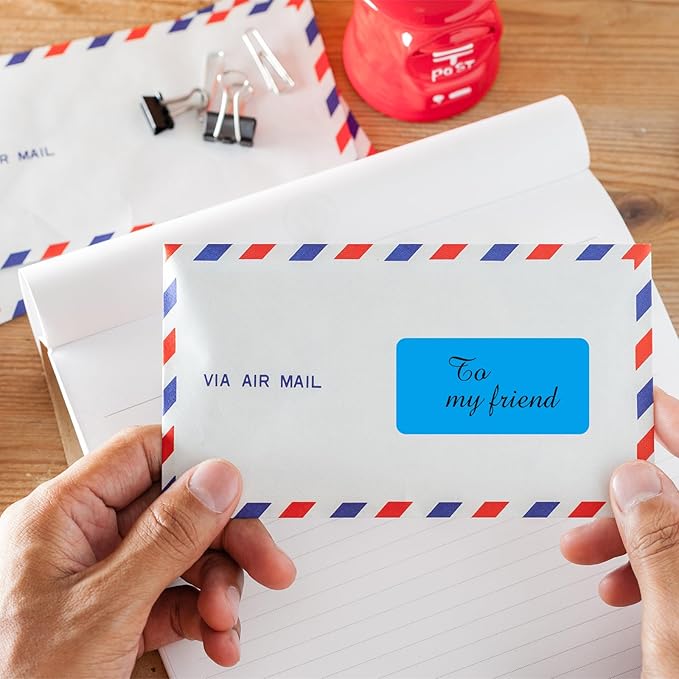 2" x 4" Colored Address Labels, 200 Bright Blue Label Stickers- Laser/Ink Jet Printer Mailing Labels, 8.5"x11" 20 per Sheet