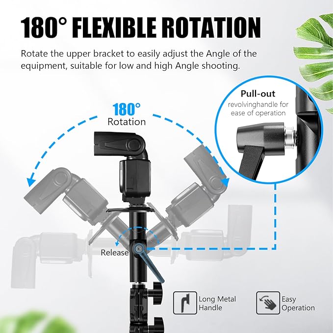 EMART Camera Flash Bracket H Type Mount with Umbrella Softbox Holder, 180° Swivel Adjustable Metal Light Stand Adapter with 1/4" to 3/8" Screw for Speedlite LED Tripod (2 Pack)