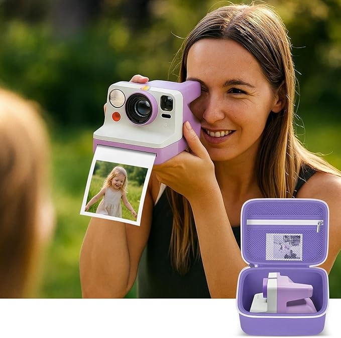 Portable Carrying Case Compatible with Polaroid Now 2nd/ for 3rd Generation I-Type Instant Camera/for Now/for Now+/ for OneStep 2 VF/for OneStep+ Instant Film with Mesh Pocket (Purple)