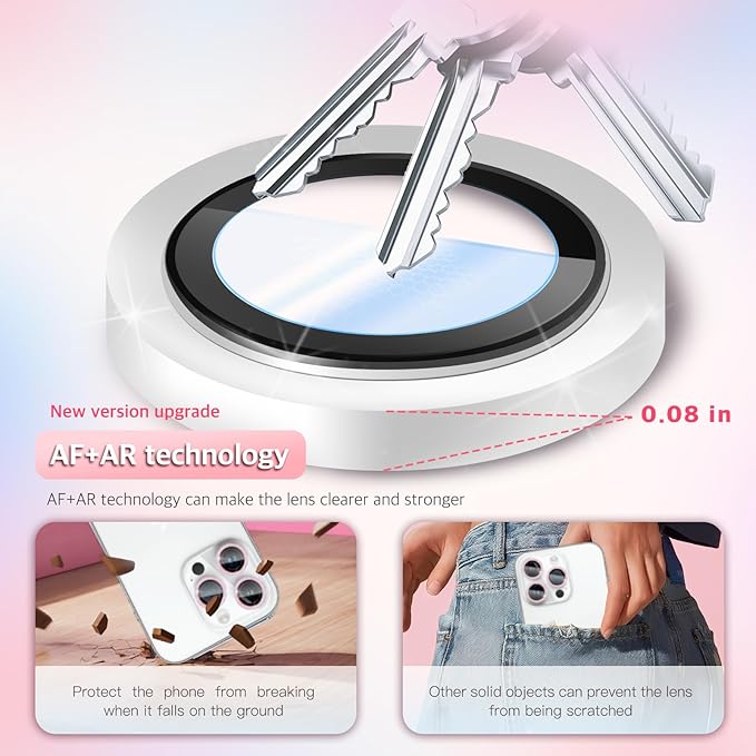 Military Grade 9H+ Glass Lens Protector for iPhone 15 Pro Max/15 Pro,1:1 Invisible Fit,Ultra Clarity with 99.9% Light Transmission,Impact & Scratch Resistance,Smudge-Free (TitaniumSilver)