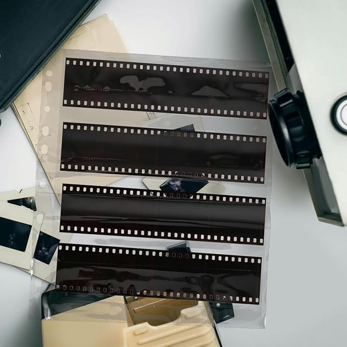 Lurrose 10pcs Film Negative Sleeves with 135-hole Punch, Waterproof Photo Film Storage Pages for Archival Binders, Rigid Print Protectors Suitable for Photography Enthusiasts