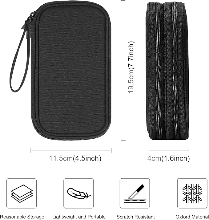 Electronic Accessories Carry Case, Electronic Accessories Organizer Carry Bag, Travel Cable Organizer Pouch, Portable Waterproof Double Layers All-in-One Storage Bag for Cord, Charger, Earphones (M)