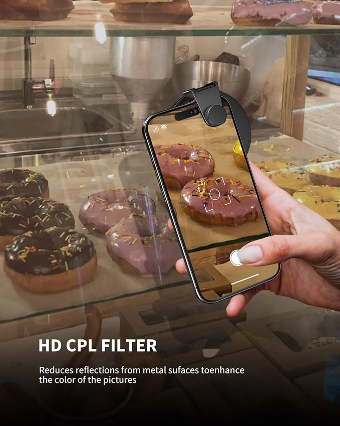 CPL Filter for Phone, 72mm Camera Polarized Lens Polarizing Filter with Metal Cold Shoe Phone Clip Compatible with iPhone 17 16 15 14 13 12 11 X XS Plus PRO Max Samsung Galaxy Motorola Pixel