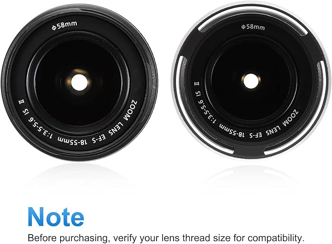 PATIKIL 2 Pcs 55mm Lens Hood, Universal Metal Hollow Curved Screw-in Vented Lens Hoods for Fujifilm for Pentax, Silver