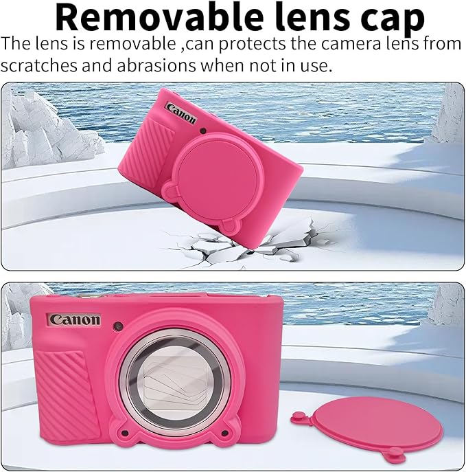 SX740 Camera Case, SX740 Camera Cover Silicone Sleeve Protective Case with Removable Lens Cover, Anti-Scratch Soft Camera Body Skin for Canon PowerShot SX740/SX730 HS Digital Camera,Rose