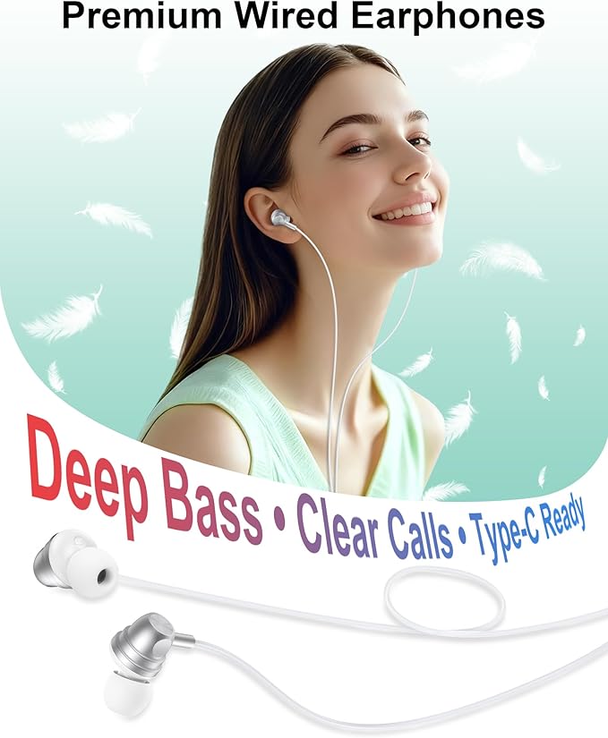 USB C Wired Ear Buds Earbuds for iPhone 17 16 15 Pro Max Air 16e Plus,in-Ear Earphones,USBC Headphones Wired Type C Earbuds Earphones for Samsung Galaxy S25 S24 A16 A17, Google Pixel, OnePlus, iPad
