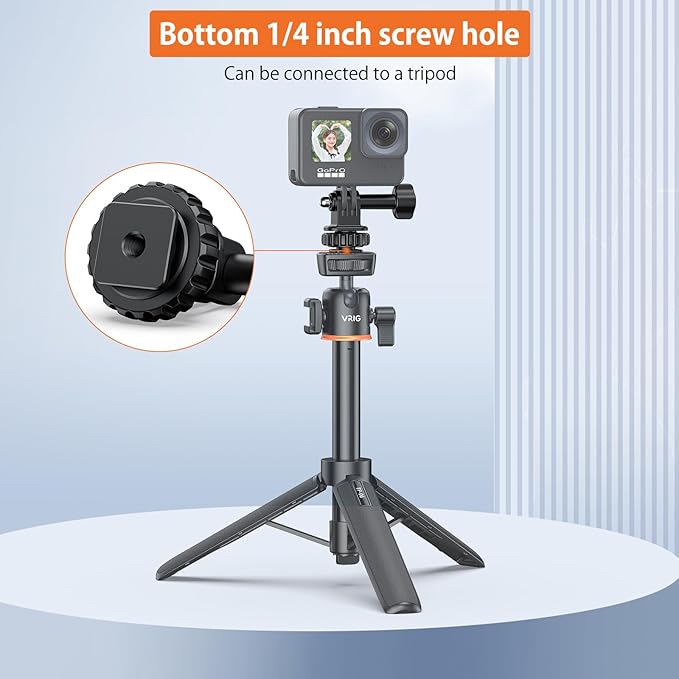VRIG Hot Shoe Mount Adapter for GoPro Hero 13/12/11/10/9/8/7/6/5, DJI Osmo Action 6/5 Pro/ 4, AKASO Brave 8/7/6 Applicable for Tripod Selfie Stick Monopod and DSLR Camera