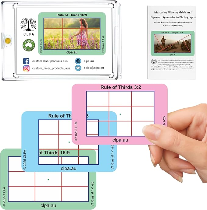 CLPA Rule of Thirds Viewfinder: Credit Card-Sized Composition Grids for Video, Photography & Art in 4:3, 3:2, & 16:9