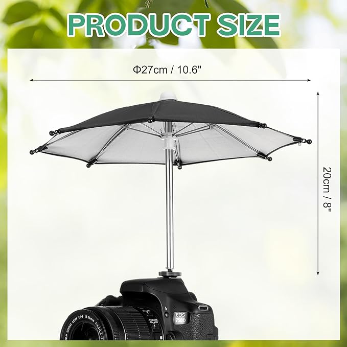 PATIKIL Camera Umbrella, 10.6 Inch Sunshade Camera Hot Shoe Umbrella Rain Cover Protector for Nikon, Black
