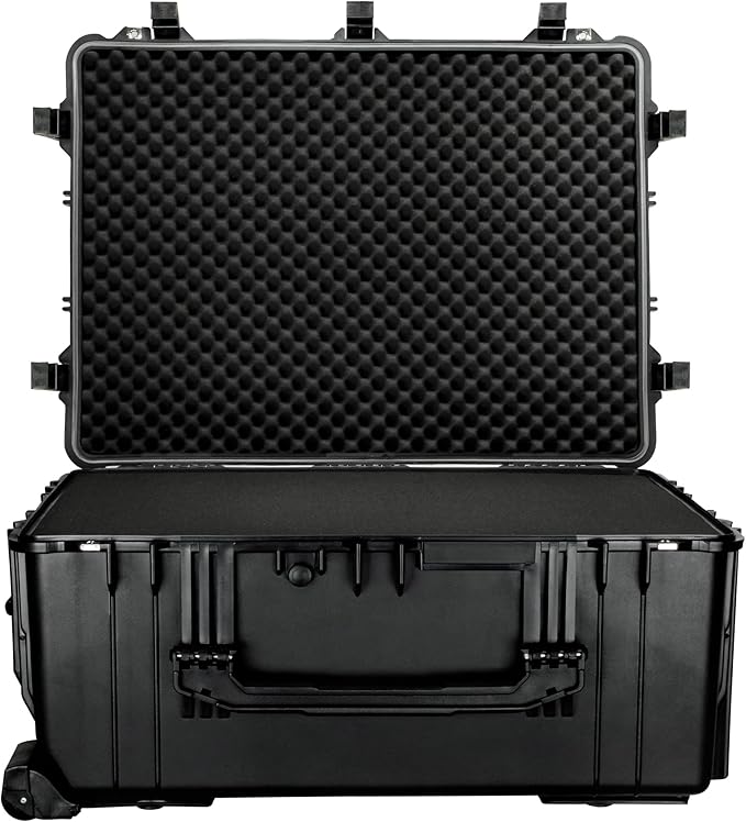 Eylar 31.5" X-Large Protective Roller Hard Case for Cameras, Drones, Tools, and AV Equipment with IP67 Waterproof, Shock Resistant, and Customizable Foam Inserts (Black)