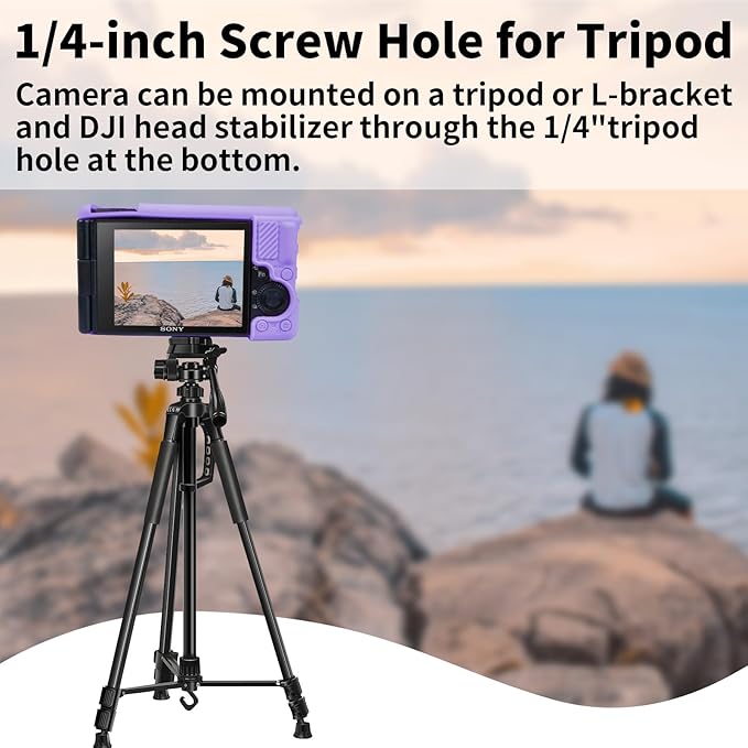 Camera Case for Sony ZV-1, ZV1 Camera Cover Silicone Camera Sleeve Body Skin Protective Case with Removable Lens Cap for Sony ZV 1 Digital Camera, Purple