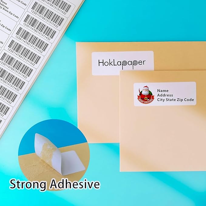 HokLa Paper Mailing Labels, 3000 (100 Sheets), White, 1" x 2-5/8", Laser/Inkjet Printer, Permanent Adhesive