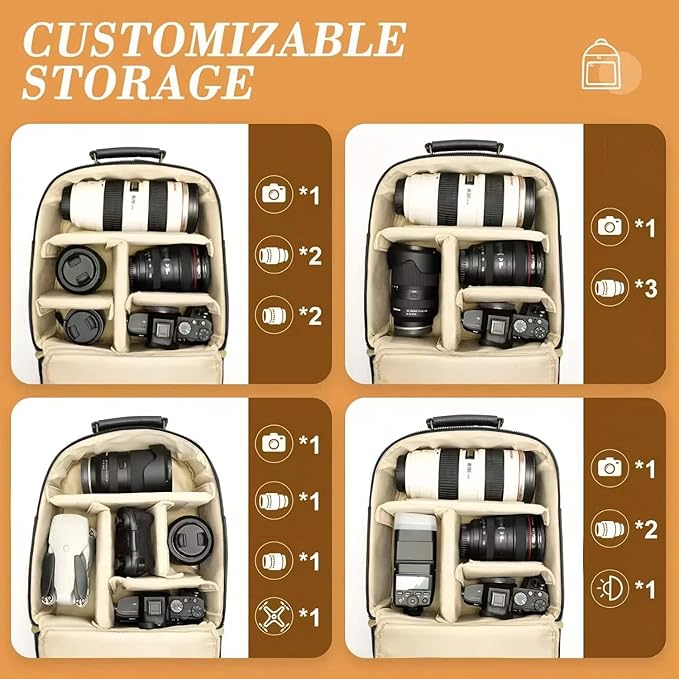 Small Camera Backpack Classic PU Leather for DSLR, Professional Camera Bag for Photographers with 11 Inch Pad/Tablet Compartment Small 10L Black