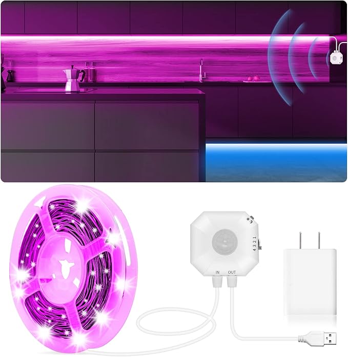 MATICOD Motion Sensor Lights Indoor Under Bed RGB LED Light Strip With APP Control - Night Lights for Bedroom, Kitchen, Closet and Stairs - 9.84ft