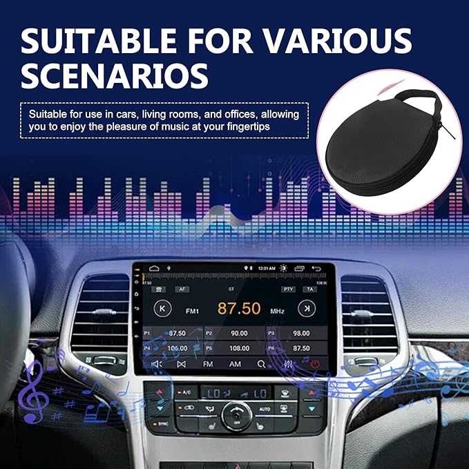 Car CD Case, 20 Capacity Oxford Cloth CD Protective Holder with Transparent Film Divider, Waterproof Portable Round Disc Case with Reinforced Handle, Universal DVD Organizer Wallet (Black)