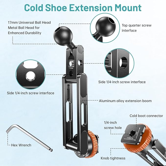 Phone Tripod Mount with Cold Shoe Mount,Portable Tripod Stand,Flexible Adjustable 2-Stage Arms Ball Joint Cellphone Holder Adapter,Compatible with iPhone 17|16|15|14|13|12|11,Nexus,LG,Galaxy Tab