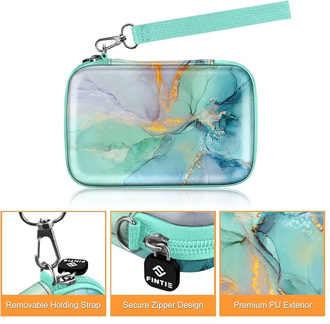 FINTIE Case for HP Sprocket Select/Sprocket Plus Smartphone Printer, Canon Ivy Mini/CLIQ 2/CLIQ+2 Instant Camera - Shockproof Hard Shell Carrying Case, Emerald Marble