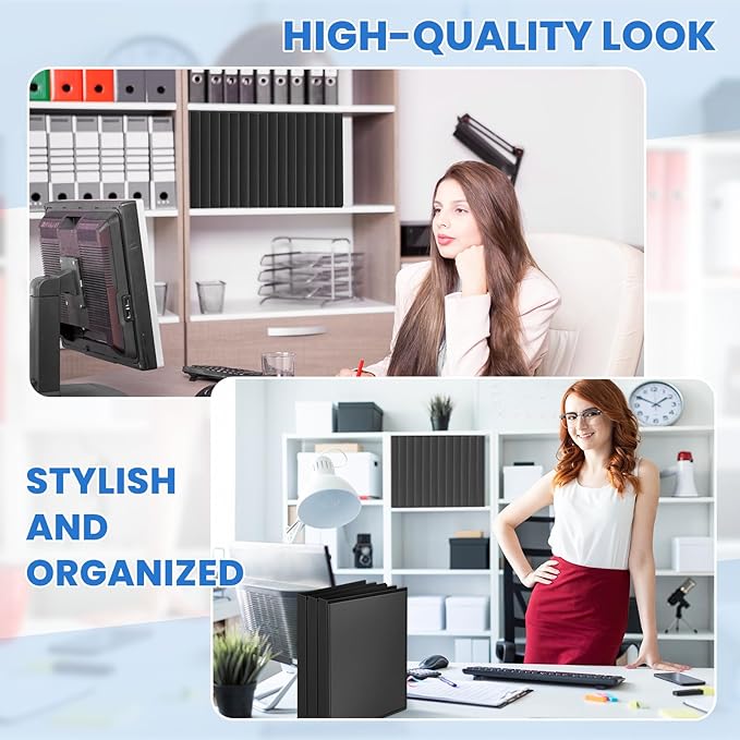 Henoyso 4 Pcs Legal Size Binder with View Cover 3 Ring 1" Durable PP Plastic Black Binders for 8.5" x 14" Paper Hold up to 175 Sheets for Documents, Office, Home, Work Places