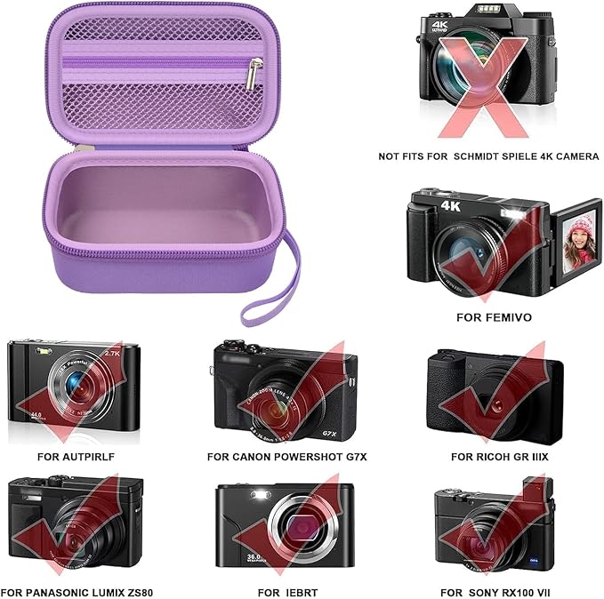 Digital Camera Case Compatible with Duluvulu for Oiadek for Zostuic for TEBNGIHNM for Canon G7 X Mark III/II 4K Vlogging Camera. Storage Holder Bag for Canon PowerShot (Box Only) - Purple