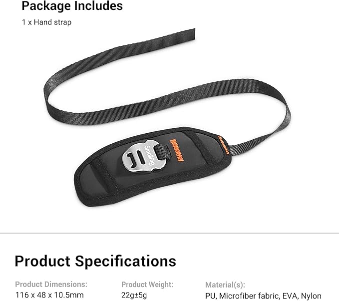 SmallRig Camera Cage Wrist Strap, Universal Quick Adjustable Secure Grip Camera Cage Handle Hand Wrist Strap PAC2456