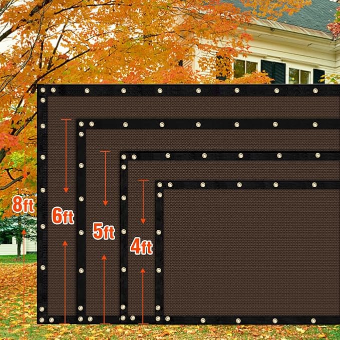 iCover 4x12ft Fence Privacy Screen, Heavy Duty Fencing Panels Screens, Outdoor Shade Cloth Mesh Barrier, Reinforced Bindings and Brass Grommets, Cable Zip Ties Included, Brown