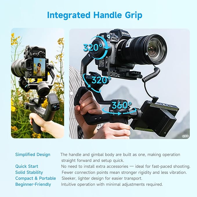 SCORP C2 AI Tracking Gimbal Stabilizer for Camera,fits Mirrorless Vlogging Camera,for Sony/Canon/Panasonic/Nikon/Fujifilm,Native Vertical Shooting, Max 7.72lb,Bluetooth/TypeC Connect, Gesture Control