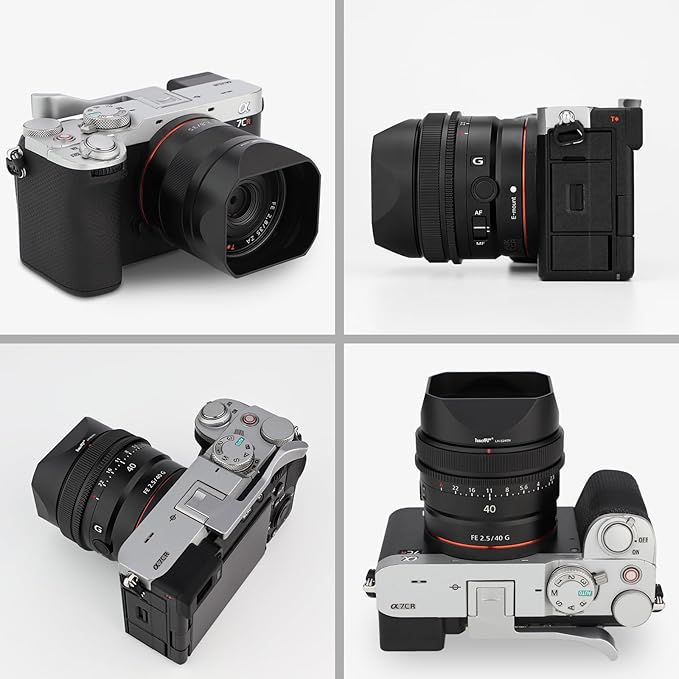 Haoge LH-S245N Bayonet Square Metal Lens Hood for Sony FE 50mm F2.5 G FE 40mm F2.5 G FE 24mm F2.8 G Lens,RX1RIII/M3/RX1R2 Camera Shade with Cap