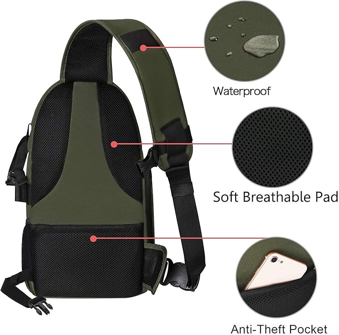 MOSISO Camera Sling Bag, DSLR/SLR/Mirrorless Camera Backpack Case Shockproof Photography Backpack with Tripod Holder & Removable Modular Inserts Compatible with Canon/Nikon/Sony/Fuji, Army Green