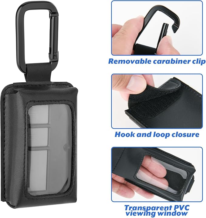 Homakover 1 Piece Portable Garage Door Opener Carrying Case with Carabiner, Anti-Lost Bag Gate Clicker Holder for Universal Garage/Gate Door Opener Remote, Black (Black)