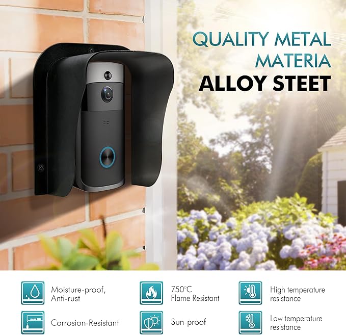 Ring Doorbell Cover Weatherproof, Large Metal Ring Doorbell Protector, Access Control Rain Cover, Outdoor Keypad Cover Protector, Ring Video Doorbell Waterproof Cover, Camera Doorbell Cover Black