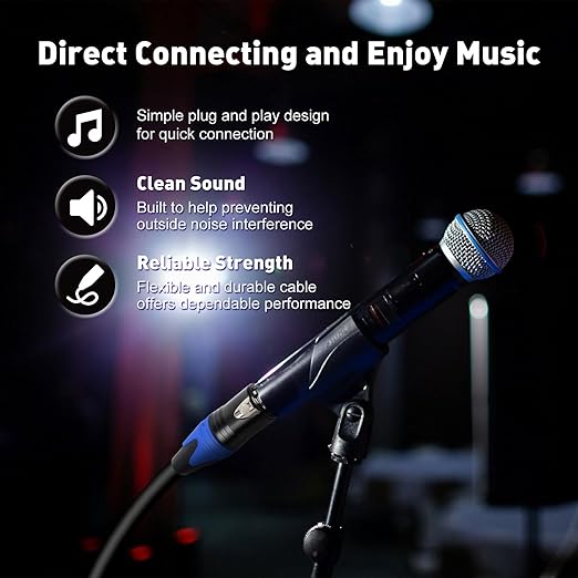 XLR Cable 20 Feet 2 Pack Premium XLR Microphone Cable 3-Pin Balanced Microphone Mic Cord Male to Female XLR Speaker Cable