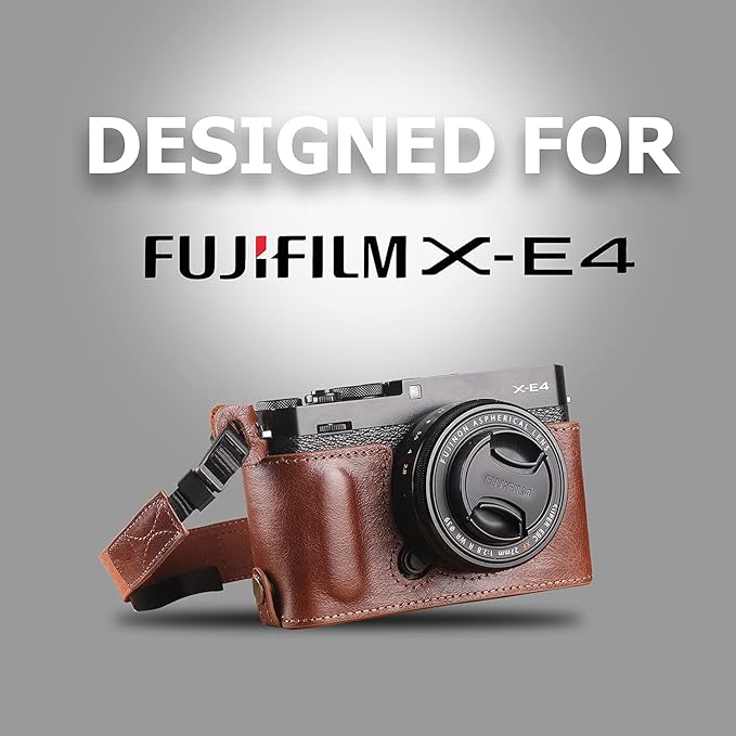 MegaGear Ever Ready Genuine Leather Camera Half Case Compatible with Fujifilm X Series X-E4,Brown,MG1982
