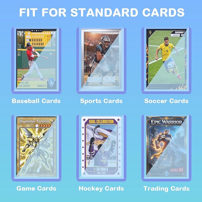 100ct Card Sleeves Hard Plastic - 100pt 3"x4" Trading Card Protector, Premium Card Sleeves, Clear Open-Top Card Sleeve Fits Thick Cards Such as Baseball, Soccer, Basketball, Hockey, Game Cards