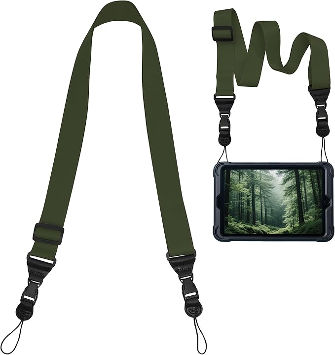 Adjustable iPad Binocular Camera Strap, Comfortable Shoulder Strap Nylon Neck Lanyard for iPad/Samsung Tablet Case,Crossbody Laptop Luggage Bag (Army Green)