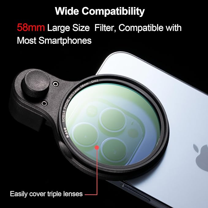 Kase Clip-on CPL Filter for iPhone, 58mm Magnetic Phone Camera Lens Circular Polarizer Filter Compatible with iPhone 16 15 14 Pro Max 13 12 11 Samsung Xiaomi