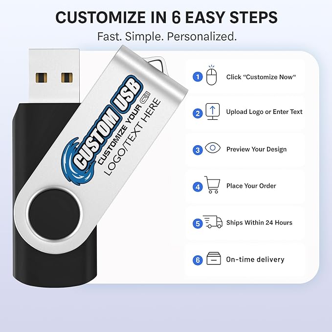 ABLAZE Custom Flash Drive 1GB 100 Pack, Personalized USB Drives Custom USB 2.0 Thumb Drives 100 Pack Memory Stick (Mixcolors)