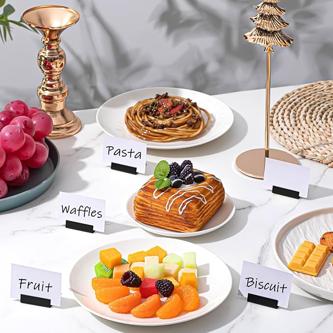 24 Pcs Small Table Number Holders Metal Place Card Holder Vintage Mini Table Number Name Card Display Stand for Wedding Memo Reception Photo Picture Party Restaurant, 1.4 x 1.3 x 1 Inch (Black)