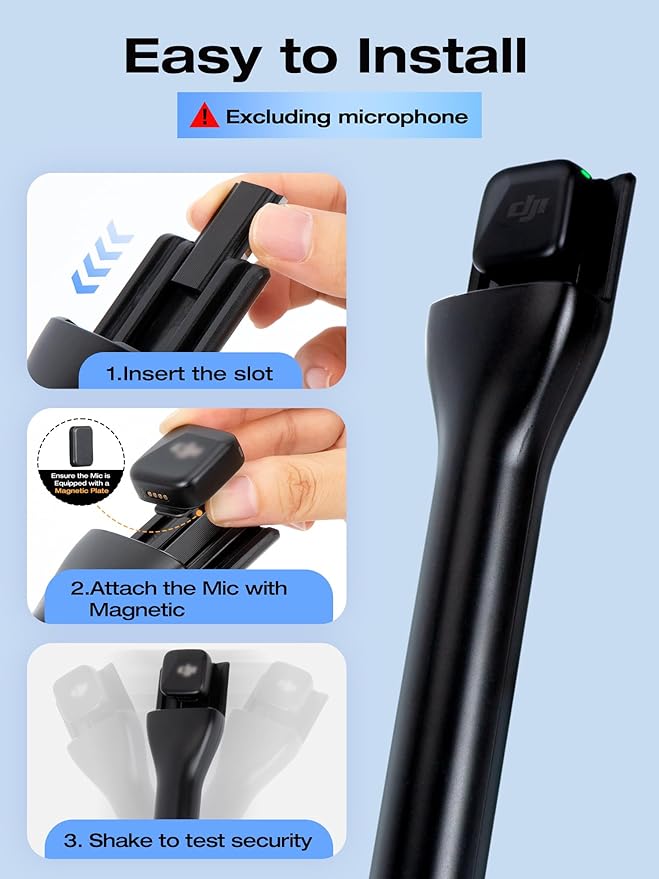 SUNMON Wireless Mic Magnetic Holder for DJI Mic Mini, Portable Handheld Microphone Interview Stand with Pop Filter, Compatible with DJI Mic1/2, Rode Wireless Micro/GO 2/ME/Pro