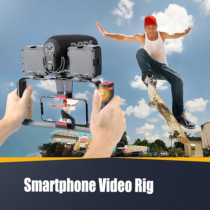 Zeadio Camera Stabilizer Kits, with Smartphone Video Cage Rig and LED Video Light for All Camera Action Camera DSLR Smartphone