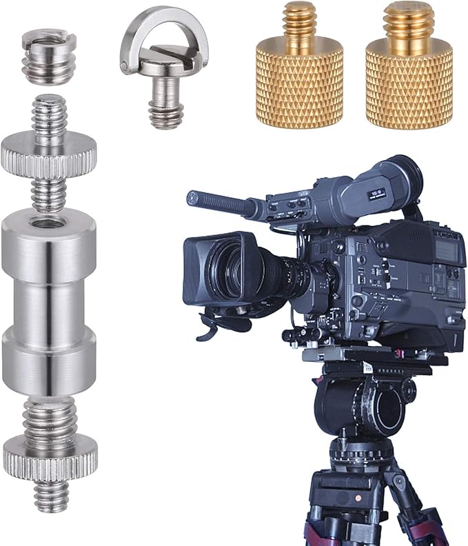 Camera Screw Adapter, KWOKWEI 19pcs 1/4 Inch and 3/8 Inch Converter Female Male Threaded Screws Mount Set, Metal Thread Adapter Converter 360°Camera Ball Head for Monopod, Ball Head