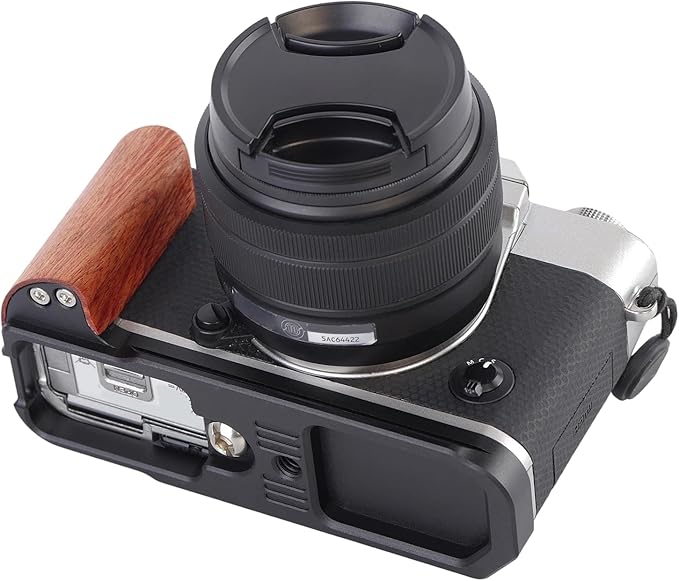 Camera Quick Release Plate Wooden Handle L-Bracket with Cold Shoe Adapter for Compact Digital Camera Tripod Tripod Mounting