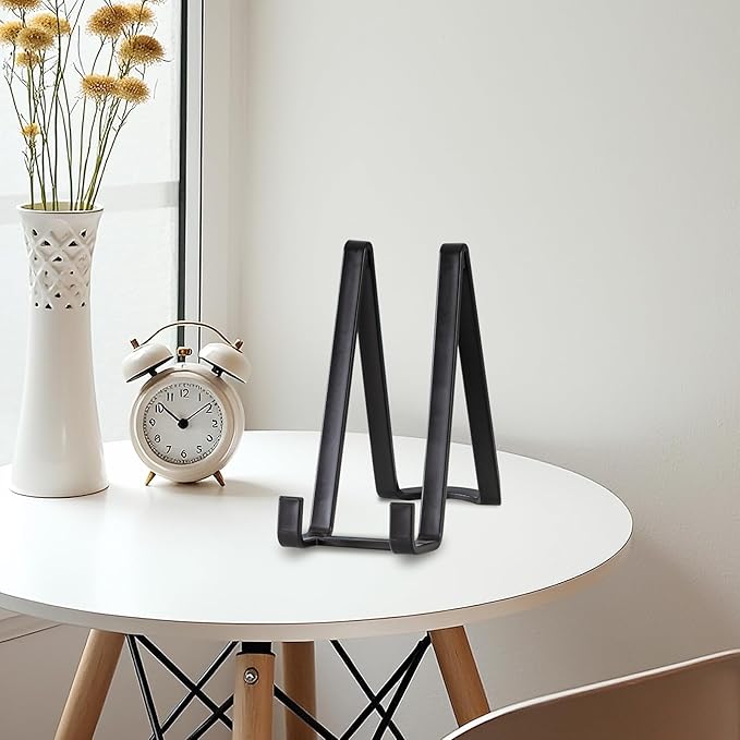 Plate Holder Easel Display Stands - 8-Inch Plastic Stand for Decorative Plates, Picture Frames, Cookbooks, Tabletop Art