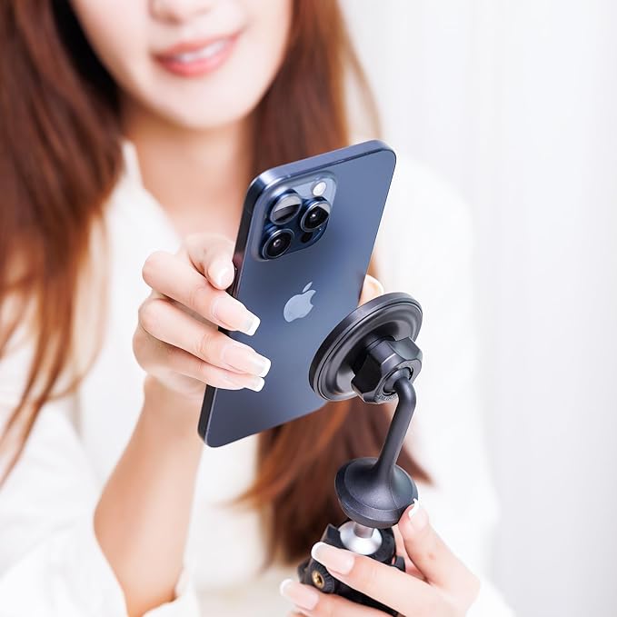 Magnetic Phone Tripod Mount Adapter with Arca Swiss Mount,Phone Holder for Tripods with 1/4"-20 Screw for iPhone 17 Air 16 15 14 13 Pro Max & Mag-Safe Case Magnet Tripod Attachment for Selfie Vlogging