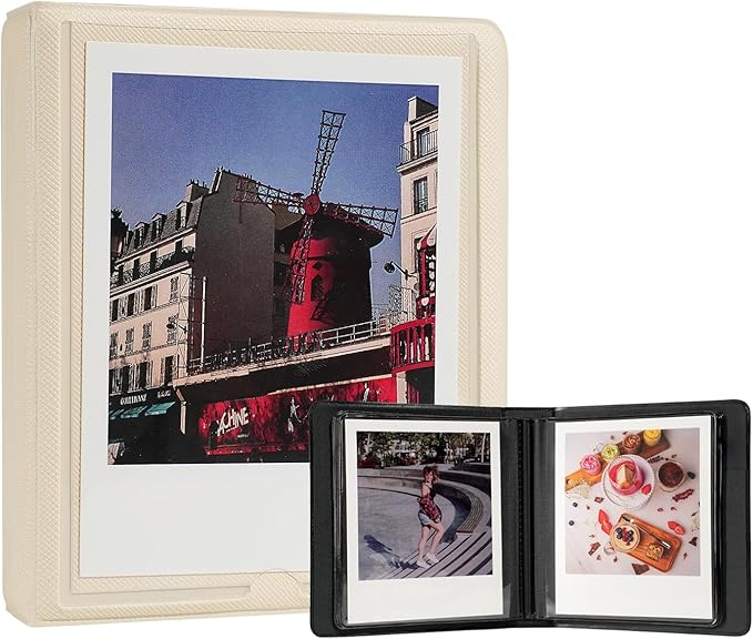 iFreak Polaroid Photo Album Book Fits For Fujifilm Instax Wide Square Picture Album, Holds Square Instant Square SQ1 SQ6 SQ10 SQ20 Camera Film Polaroid 600 i Type 3.5x4.25 inch Film (Beige)