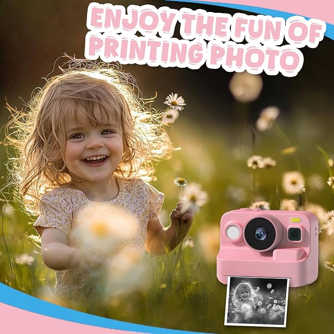 1410Pcs Mini Camera Mini Printer Thermal Paper Kids Camera Instant Print, 15Rolls Sets(94 Sheets/Roll) Photo Paper, Graffiti Doodle DIY Toys Stationery Drawing Gift for Children