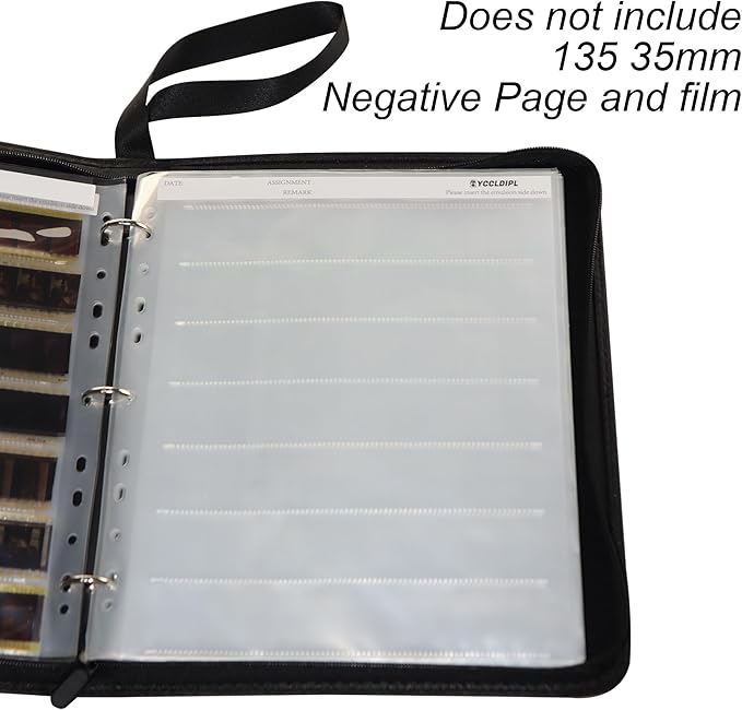 Acid-Free Archival Film Storage Box with 3-Ring Binder, Compatible with 135/35mm/120/4x5/8x10 Negative Pages, Dustproof Protector for Film Sleeves & Negatives