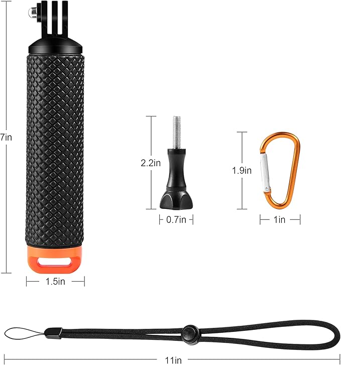 Yullmu Floating Hand Grip, Waterproof Pole Mount for GoPro Hero 13/12/11/10/9/8/7/6/5/4/3/3+/2/1 Session, Handle Mount Accessories for Fusion AKASO DJI Osmo Action Cameras